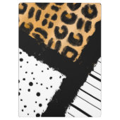 Leopard und Schwarz-Weiß-Polka-Punkte Mit Monogram Klemmbrett (Rückseite)