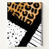 Leopard und Schwarz-Weiß-Polka-Punkte Mit Monogram Notizblock (Rückseite)