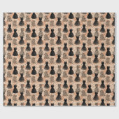 Leopard und schwarzes Kleid Mode Muster auf Erröte Geschenkpapier (Flach)
