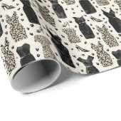 Leopard- und schwarzes Kleid Mode-Muster mit Absät Geschenkpapier (Rolleneckpunkt)