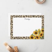 Leopard und Sonnenblumen Mitteilungskarte (Vorderseite/Rückseite Beispiel)