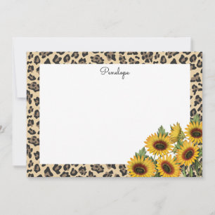 Leopard und Sonnenblumen Mitteilungskarte