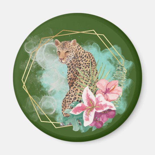 Leopard und tropische Rahmen Magnet (Vorne)