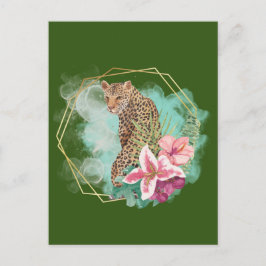 Leopard und tropische Rahmen Postkarte