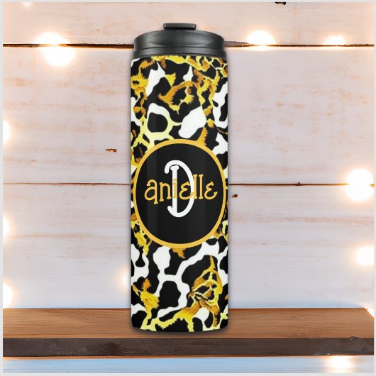 Leopard und Zebra Fur Print Personalisiert Thermosbecher