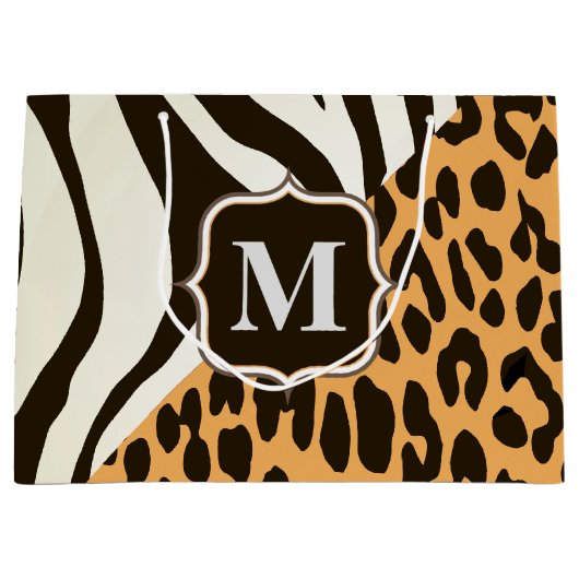Leopard und Zebra Große Geschenktüte (Vorderseite)