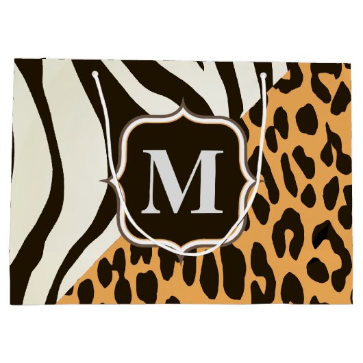Leopard und Zebra Große Geschenktüte (Rückseite)