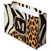 Leopard und Zebra Große Geschenktüte (Rückseite Schrägansicht)
