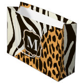 Leopard und Zebra Große Geschenktüte (Vorderseite Schrägansicht)