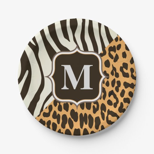 Leopard und Zebra Pappteller (Vorderseite)