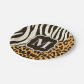 Leopard und Zebra Pappteller (Schrägansicht)