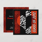 Leopard und Zebra Print Red Graduation Party Einladung (Vorne/Hinten)
