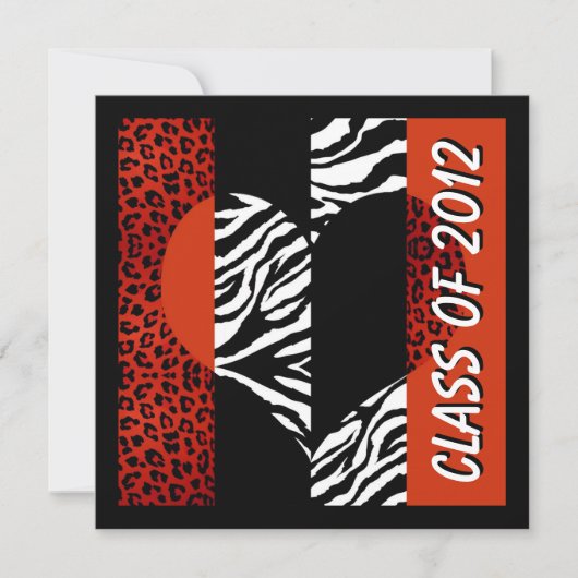 Leopard und Zebra Print Red Graduation Party Einladung (Vorderseite)