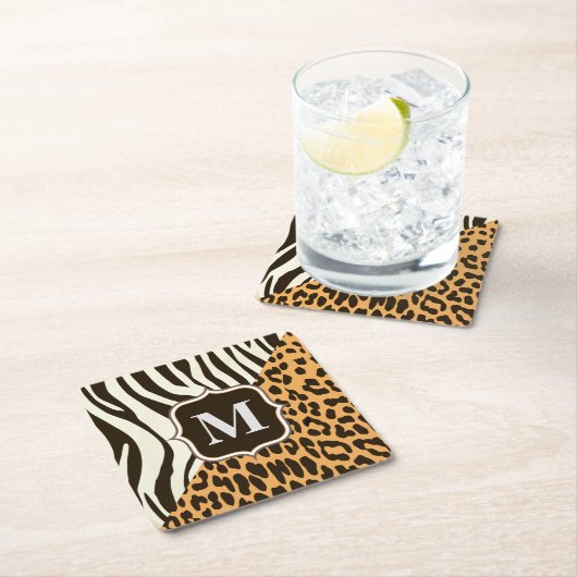 Leopard und Zebra Rechteckiger Pappuntersetzer (Vor Ort)