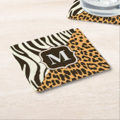 Leopard und Zebra Rechteckiger Pappuntersetzer (angewinkelt)