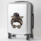 Leopard-Unordentlicher-Dutt-Aufkleber – Tierprint- Aufkleber (Koffer)