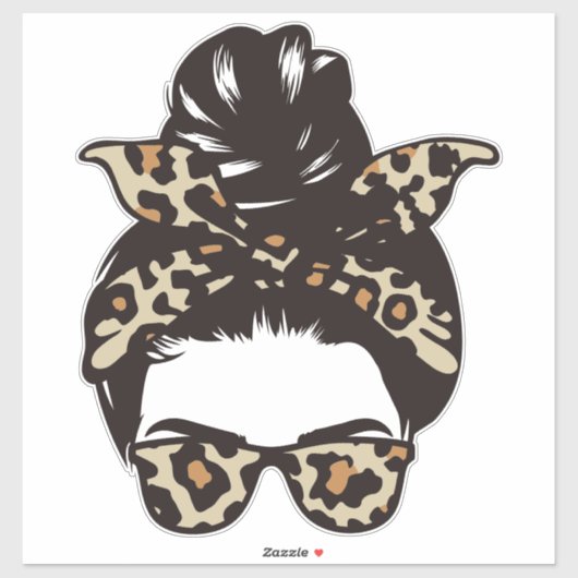 Leopard-Unordentlicher-Dutt-Aufkleber – Tierprint- Aufkleber (Blatt)