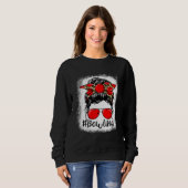 Leopard unordentlicher Dutt Mama Muttertag Bowling Sweatshirt (Vorne ganz)
