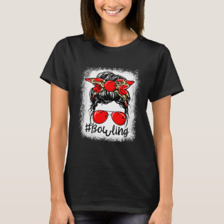 Leopard-Unordentlicher-Dutt-Mama-Muttertags-Bowlin T-Shirt