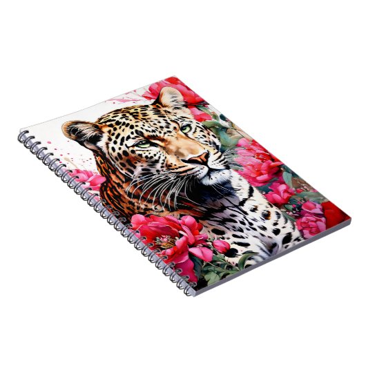 Leopard unter den Blume | Notebook Notizblock (Rechte Seite)