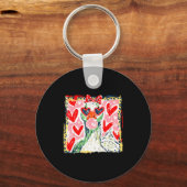 Leopard Valentine's Day Goose Funny Cute Goose Hun Schlüsselanhänger (Vorderseite)