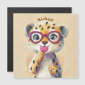 Leopard Valentinstag Herz Abzeichen - Kinder Schul Magnetkarte (Vorne/Hinten)