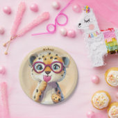 Leopard Valentinstag Herz-Abzeichen - Kinder Schul Pappteller (Party)