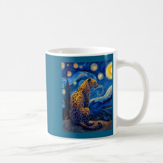 Leopard - Van Gogh Style Starry Night Funny Graphi Kaffeetasse (Rechts)