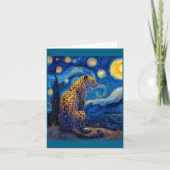 Leopard - Van Gogh Style Starry Night Funny Graphi Karte (Vorderseite)