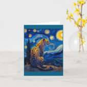 Leopard - Van Gogh Style Starry Night Funny Graphi Karte (Gelbe Blume)