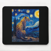Leopard - Van Gogh Style Starry Night Funny Graphi Mousepad (Vorne)