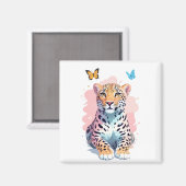 Leopard Vector Butterfly Adorable Fun Animal Magnet (Vorderseite/Rückseite)