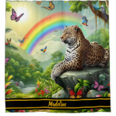 Leopard Vibe: Künstlerische Dschungel-Erholung Duschvorhang (Vorderseite)