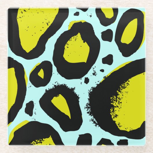 Leopard Vibrance: farbenfrohe wilde Texturen. Glasuntersetzer (Vorderseite)