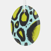 Leopard Vibrance: farbenfrohe wilde Texturen. Ornament Aus Glas (Vorderseite links)