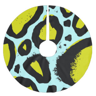 Leopard Vibrance: farbenfrohe wilde Texturen. Polyester Weihnachtsbaumdecke