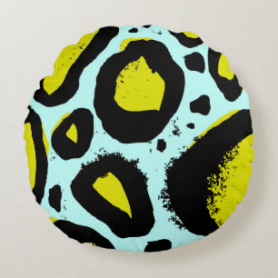 Leopard Vibrance: farbenfrohe wilde Texturen. Rundes Kissen