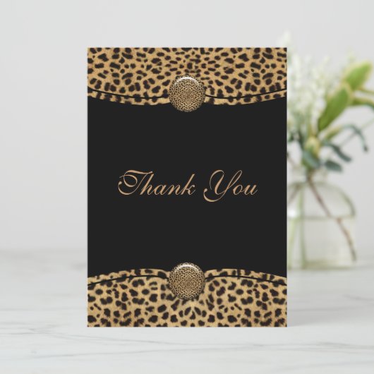 Leopard Vielen Dank Dankeskarte (Stehend Vorderseite)