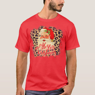 Leopard Vintag 70er Santa Merry Christmas Santa Cl T-Shirt
