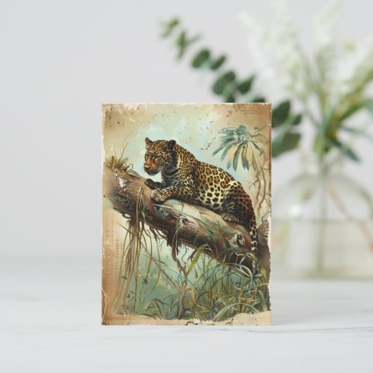 Leopard Vintag Postkarte (Stehend Vorderseite)