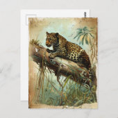 Leopard Vintag Postkarte (Vorne/Hinten)