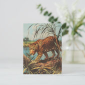 Leopard Vintag Postkarte (Stehend Vorderseite)