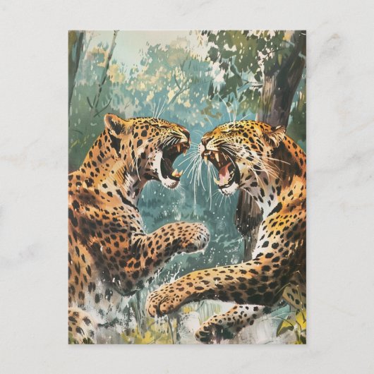 Leopard Vintag Postkarte (Vorderseite)