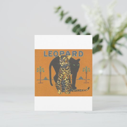 Leopard Vintag Postkarte (Stehend Vorderseite)