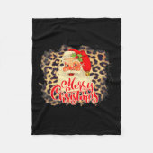 Leopard Vintag Santa Merry Weihnachtsmann Fleecedecke (Vorderseite)