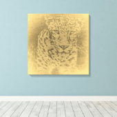 Leopard Vintag Wrapped Canvas Leinwanddruck (Insitu (Holzboden))
