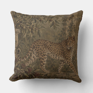 Leopard Vintage Botanische Wildlife-Tapete Kissen