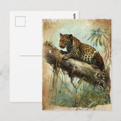 Leopard Vintage Postkarte (Vorne/Hinten)