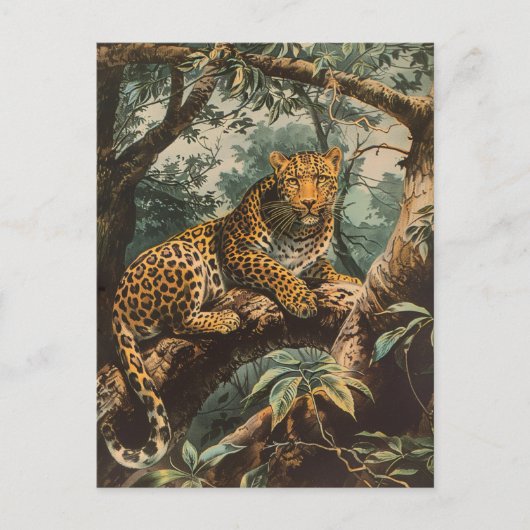 Leopard Vintage Postkarte (Vorderseite)