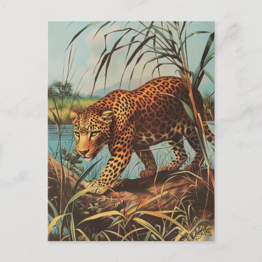 Leopard Vintage Postkarte (Vorderseite)